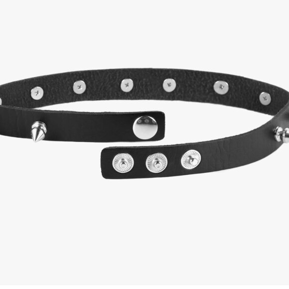 Edgy Goth Metal Spike Studded Leather Choker Collar - Picture 4 of 5